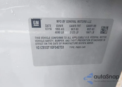 2016 Chevrolet Malibu 1Lt z USA, uszkodzony, nr VIN 1G1ZE5ST1GF342733